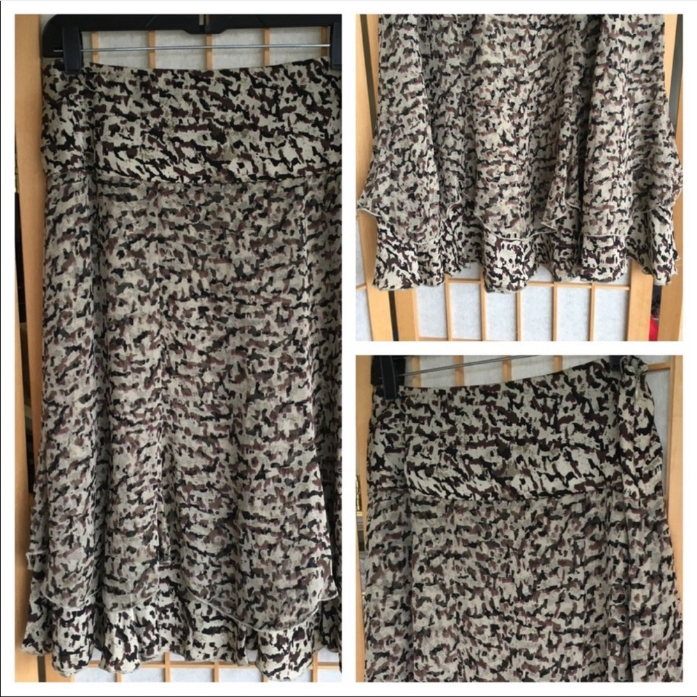 NWT Alfani 100% Silk Multi Layered Print Skirt SZ 8
